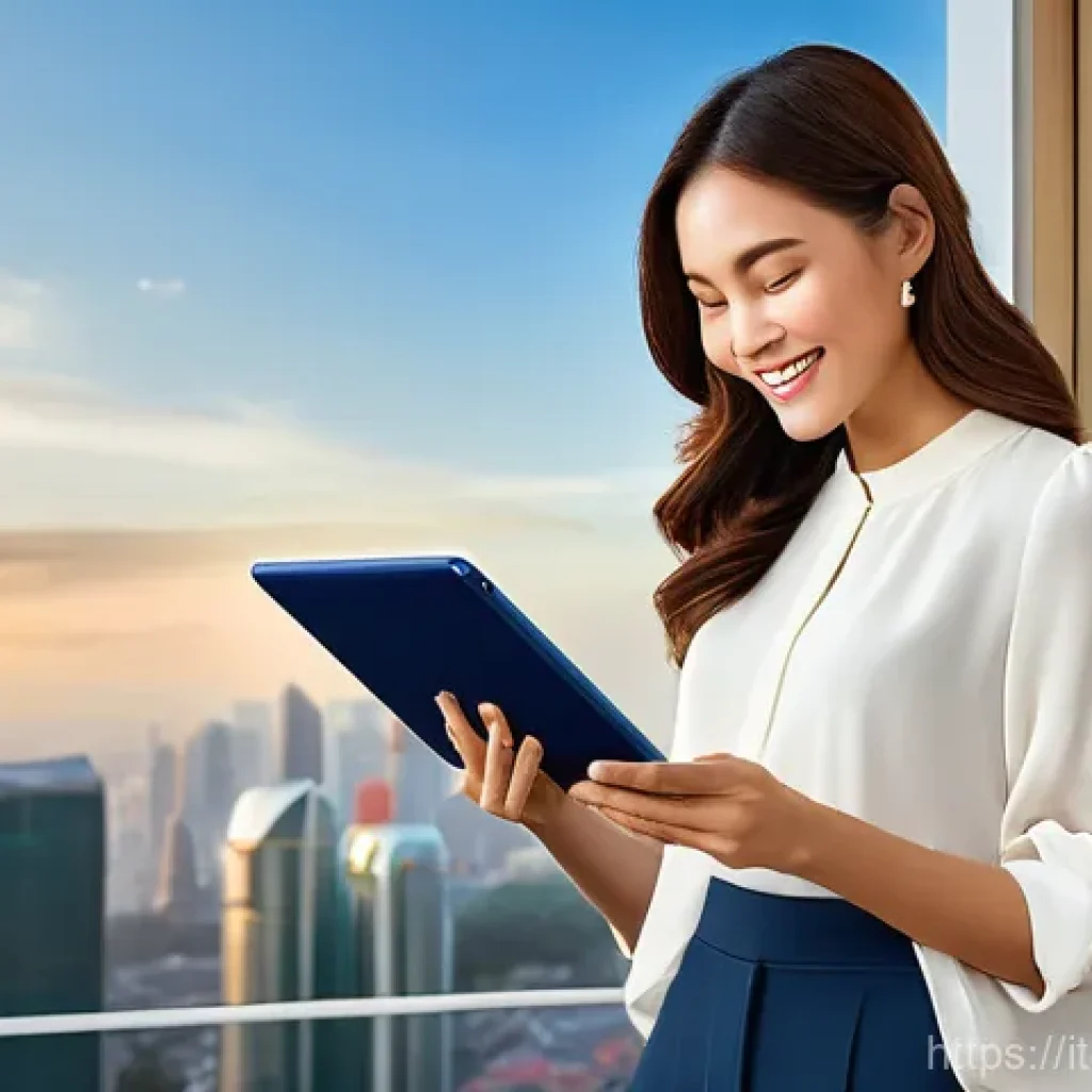 싱가포르 항공권 할인 정보 - **The Savvy Traveler's Triumph:** A vibrant image of a young woman, in her late 20s, with a radiant ...