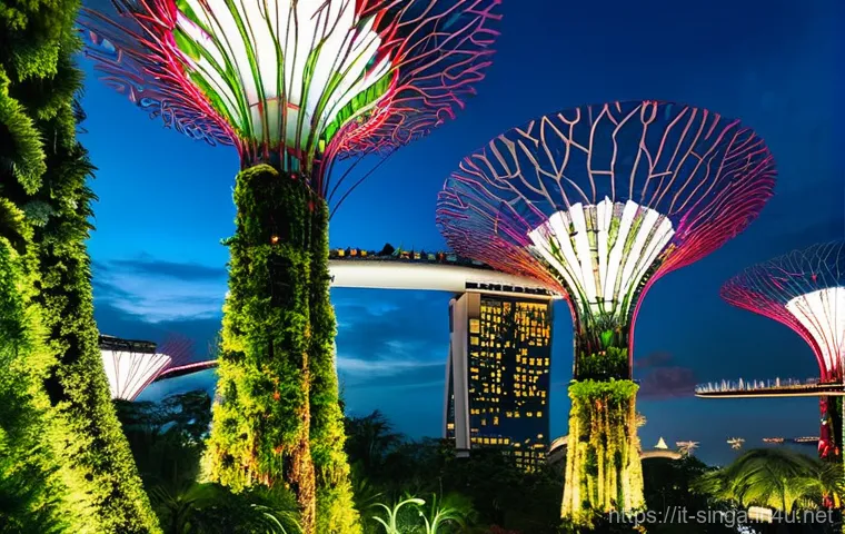 싱가포르와 두바이 비교 - Singapore's Green Utopia at Dusk**
A breathtaking, panoramic view of Singapore's Gardens by the Bay ...