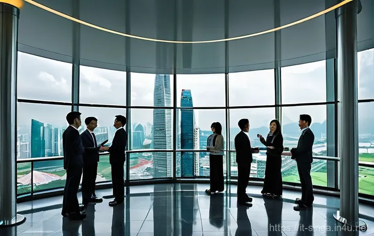 싱가포르 장기 체류 시 팁 - **Prompt 1: Professional Growth and Networking in Singapore**
    "A dynamic scene inside a modern, ...