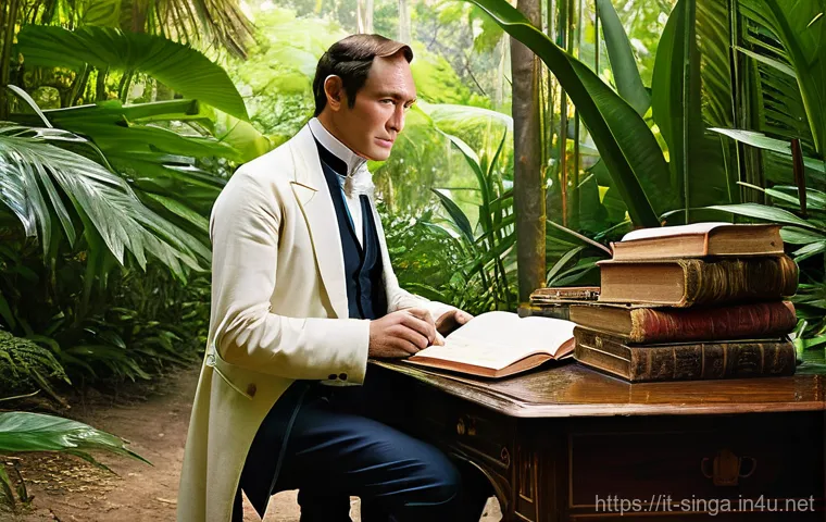 스탬포드 래플스 유산 - **Prompt:** A dignified portrait of Sir Stamford Raffles, captured in a moment of thoughtful contemp...