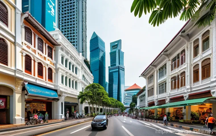 스탬포드 래플스 유산 - **Prompt:** A dynamic and bustling scene depicting the early free port of Singapore in the 1820s. Th...