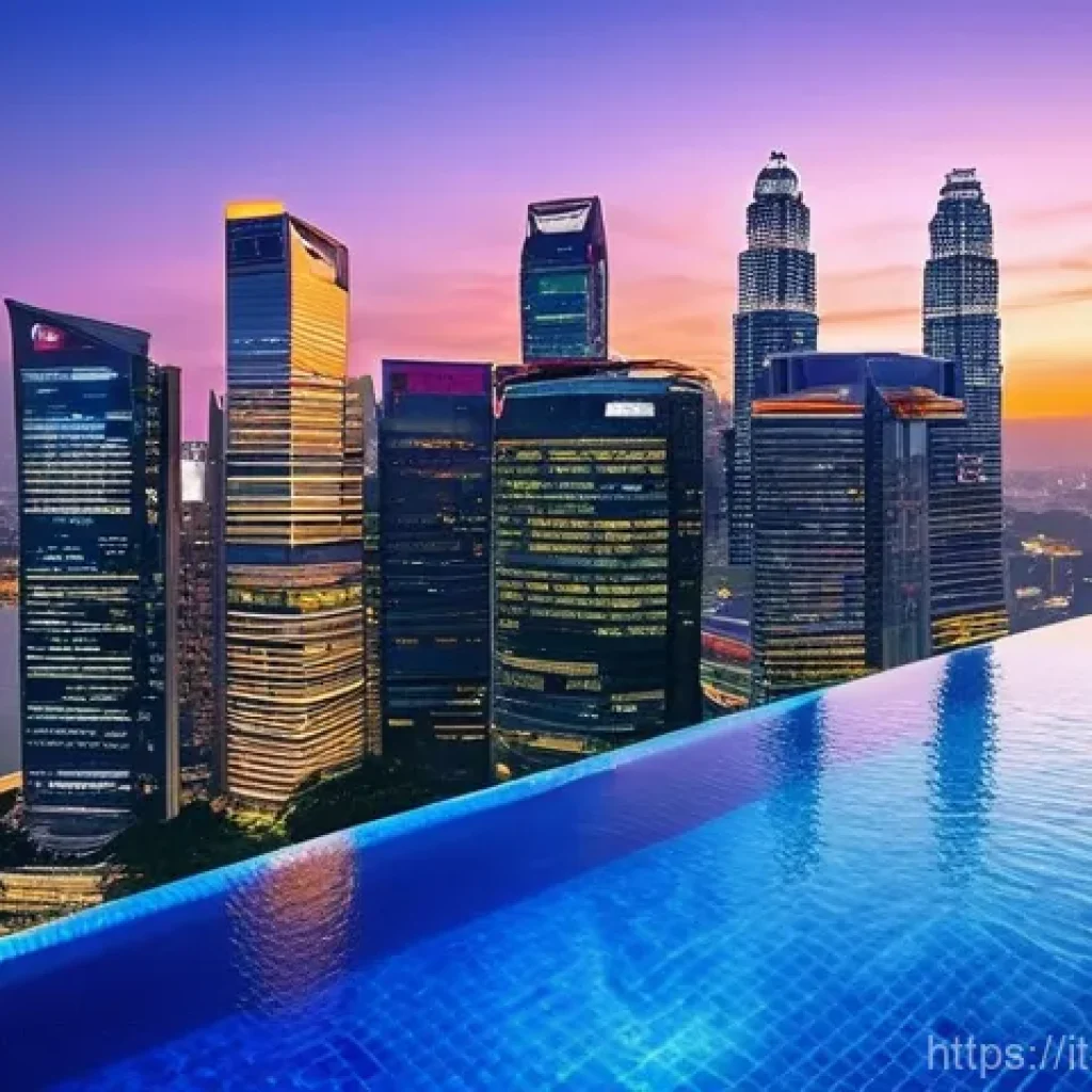 싱가포르 숙소 추천 - **Luxury Skyline Oasis:**
    A breathtaking panoramic view from the rooftop infinity pool of a luxu...