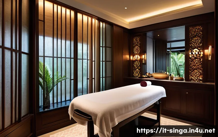 싱가포르 스파 추천 - **Prompt for Four Seasons Spa:**
    "A serene, luxurious spa suite inspired by Peranakan elegance, ...