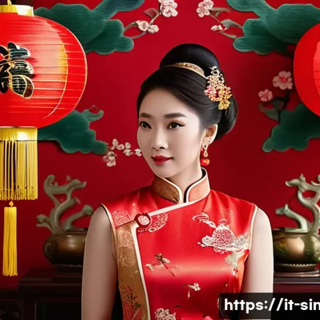 싱가포르의 전통 의상 - A graceful Singaporean woman wearing a traditional Chinese qipao (cheongsam) made of luxurious silk ...