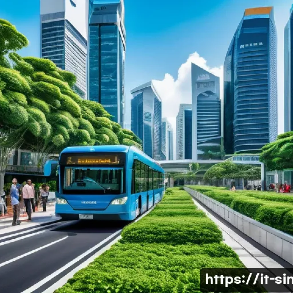 싱가포르 경제 발전 비결 - A futuristic Singaporean urban landscape showcasing advanced digital infrastructure with sleek skysc...