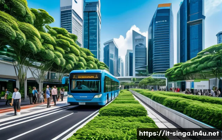 싱가포르 경제 발전 비결 - A futuristic Singaporean urban landscape showcasing advanced digital infrastructure with sleek skysc...