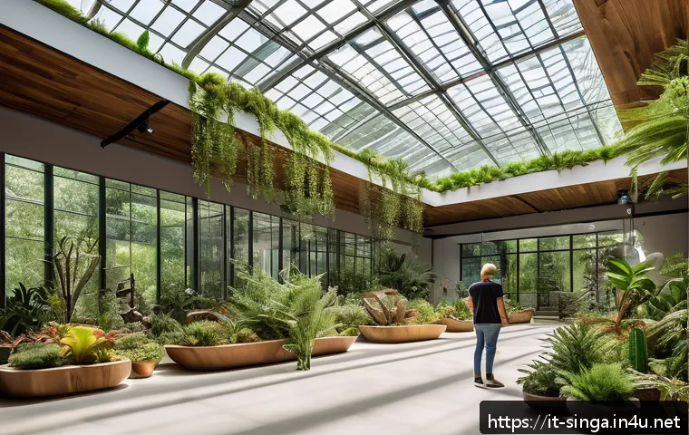 싱가포르 플라워 돔 - A breathtaking indoor botanical garden with a sustainable glass architecture, showcasing a variety o...