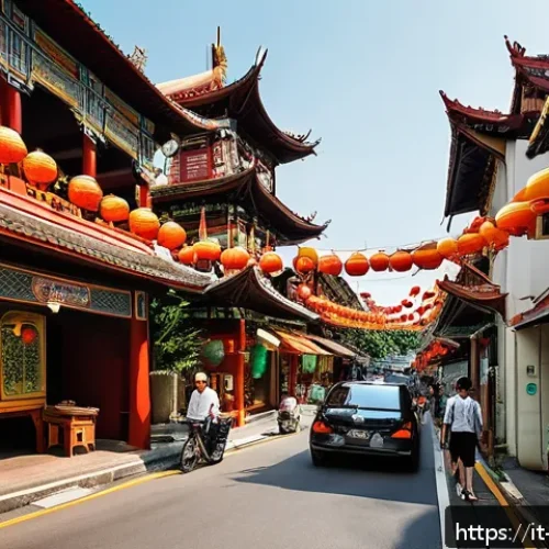 Home 33 싱가포르 도보 여행 코스 - A vibrant street scene in Singapore’s Chinatown during the daytime, showcasing historic temples rich...